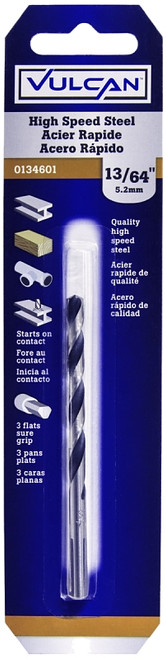 Vulcan 231161OR Jobber Drill Bit, 13/64 in Dia, 3-5/8 in OAL, 3-Flat Shank [SKU: ORG0134601]
