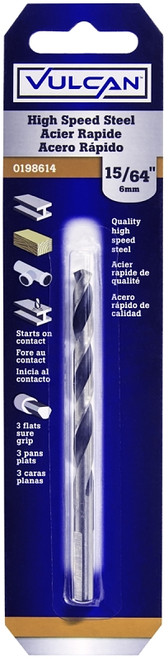 Vulcan 231321OR Jobber Drill Bit, 15/64 in Dia, 3-7/8 in OAL, 3-Flat Shank [SKU: ORG0198614]