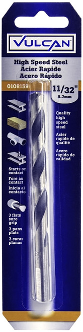 Vulcan 232051OR Jobber Drill Bit, 11/32 in Dia, 4-3/4 in OAL, 3-Flat Shank [SKU: ORG0108159]