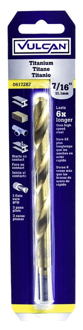 Vulcan 220711OR Jobber Drill Bit, 7/16 in Dia, 5-5/8 in OAL, 3-Flat, Reduced Shank [SKU: ORG0617282]