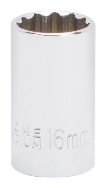 Vulcan MT6182141 Drive Socket, 16 mm Socket, 1/2 in Drive, 12-Point, Chrome Vanadium Steel, Chrome [SKU: ORG8444184]