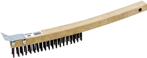 ProSource WB01319S Wire Brush with Scraper, 1-1/2 L Trim, Metallic Bristle, 5/8 in W Brush, 14-1/4 in OAL [SKU: ORG9372780]