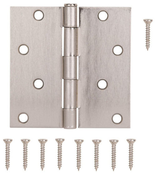 ProSource 20339SNX Square Corner Door Hinge, Steel, Satin Nickel, Loose Pin, 180 deg Range of Motion [SKU: ORG1839737]