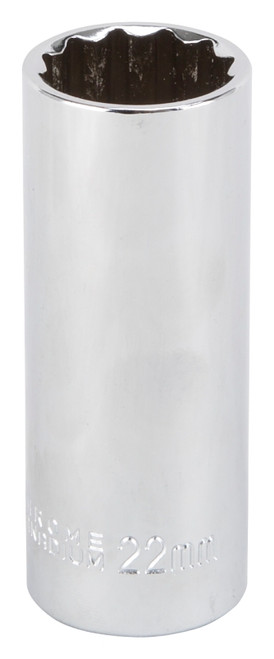 Vulcan MT6528983 Drive Socket, 22 mm Socket, 1/2 in Drive, 12-Point, Chrome Vanadium Steel, Chrome [SKU: ORG4642427]