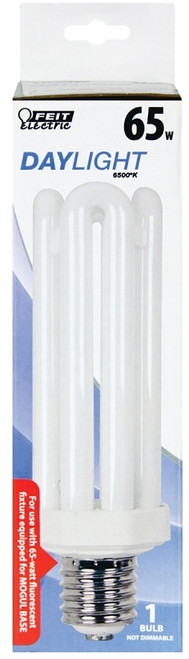 Feit Electric PLF65/65 Compact Fluorescent Bulb, 65 W, Tubular Lamp, Mogul E39 Lamp Base, 4550 Lumens, 6500 K Color Temp [SKU: ORG0387977]