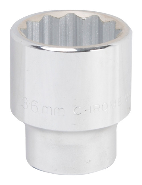 Vulcan MT-SM6036 Drive Socket, 36 mm Socket, 3/4 in Drive, 12-Point, Chrome Vanadium Steel, Chrome [SKU: ORG3847258]