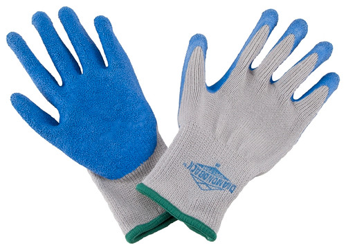 Diamondback GV-SHOWA/M Gripper Work Gloves, Men & Women, 9-1/8 in L, Knit Liner Cuff, Rubber Latex Coating, Grey & Blue [SKU: ORG7846173]