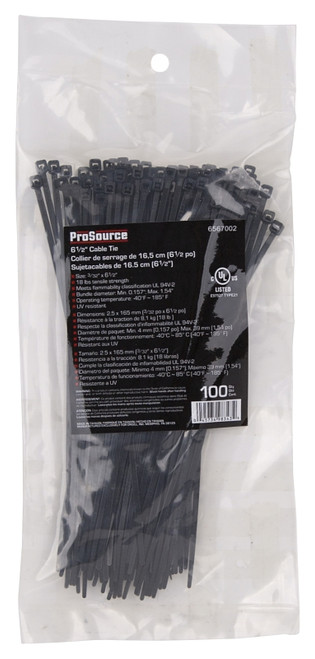 ProSource CV165W-1003L Cable Tie, 39 mm Max Bundle Dia, Self-Lock Locking, Nylon, Black [SKU: ORG6567002]