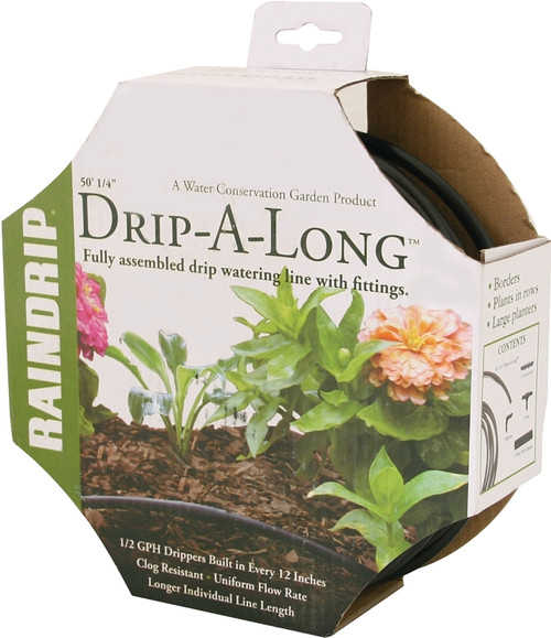 Raindrip R280DT Drip Soaker Kit, 50 ft L, 0.5 gph, Black [SKU: ORG3820784]
