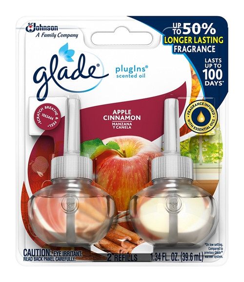 Glade PlugIns 13074 Scented Oil Refill, 0.67 oz Pack, Apple Cinnamon, 30-Day Freshness [SKU: ORG8076317]