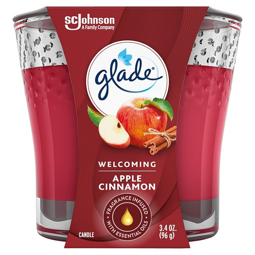 Glade 76947 Air Freshener Candle, 3.4 oz Jar, Apple Cinnamon, Red [SKU: ORG0331553]