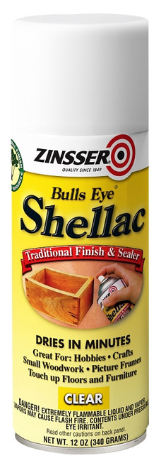 ZINSSER Bulls Eye 00408 Shellac, Mid-Tone, Clear, Liquid, 12 oz, Can [SKU: ORG6955090]