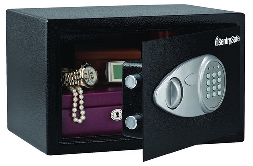 Master Lock X055ML Digital Safe, 0.5 cu-ft Capacity, 8.7 in H x 13.8 in W x 10.6 in D Exterior, Steel, Black/Gray [SKU: ORG7227440]