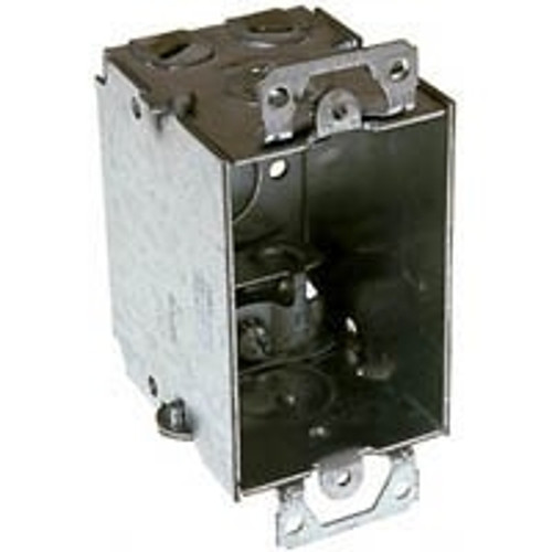 RACO 518/8518 Switch Box, 1 -Gang, 5 -Knockout, 1/2 in Knockout, Steel, Gray, Galvanized, Screw Mounting [SKU: ORG6036859]