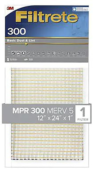 Filtrete BA20-4 Air Filter, 12 in L, 24 in W, 5 MERV, 300 MPR [SKU: ORG1614882]