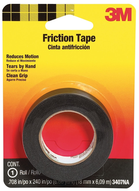Scotch 3407 Friction Tape, 20 ft L, 3/4 in W, PVC Backing, Black [SKU: ORG9975301]