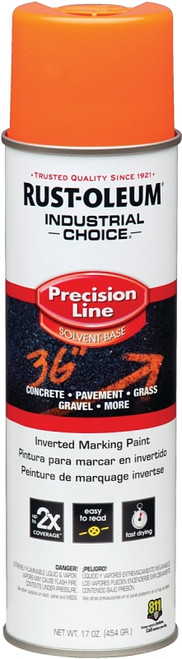 RUST-OLEUM INDUSTRIAL CHOICE 203027 Marking Paint, Semi-Gloss, Fluorescent Orange, 17 oz, Aerosol Can [SKU: ORG1607977]