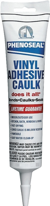 DAP PHENOSEAL 01101 Vinyl Adhesive Caulk, Translucent, 48 hr Curing, 40 to 100 deg F, 5.5 oz Squeeze Tube [SKU: ORG6041230]
