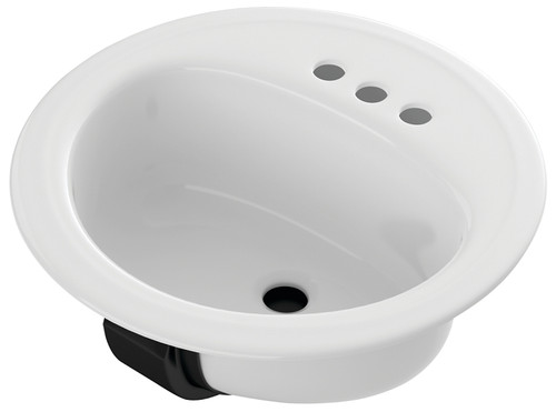 BOOTZ Laurel Series 021-2435-00 Lavatory Sink, Round Basin, 3-Deck Hole, 19 in OAW, 19 in OAH, 7-13/16 in OAD, Steel [SKU: ORG4448197]