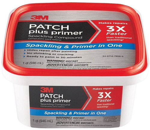 3M PPP-32-BB Patch Plus Primer Spackling Compound, White, 32 fl-oz Square Tub [SKU: ORG9336181]