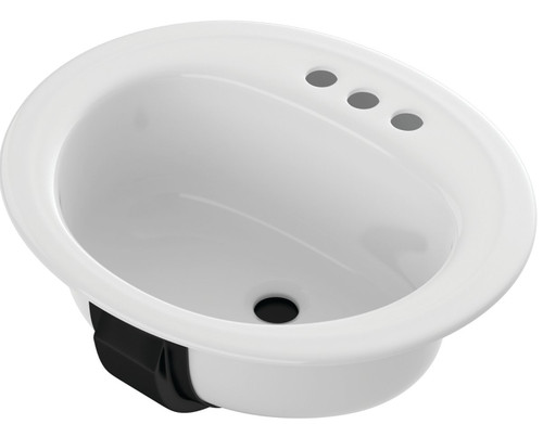 BOOTZ Azalea 021-2445-00 Lavatory Sink, Oval Basin, 3-Deck Hole, 20 in W, 17 in H, 7-13/16 in D, Steel, White [SKU: ORG1317734]