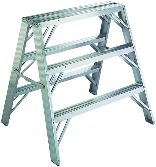 WERNER TW373-30 Work Step Ladder, 7 ft Max Reach H, 3-Step, 300 lb, Type IA Duty Rating, 3 in D Step, Aluminum [SKU: ORG4965182]