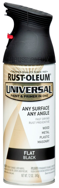 RUST-OLEUM UNIVERSAL 245198 Flat Spray Paint, Flat, Black, 12 oz, Aerosol Can [SKU: ORG2993665]