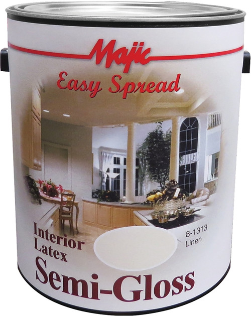 Majic Paints 8-1313-1 Interior Paint, Semi-Gloss, Linen, 1 gal, Can, Latex Base, Resists: Stain [SKU: ORG9261033]