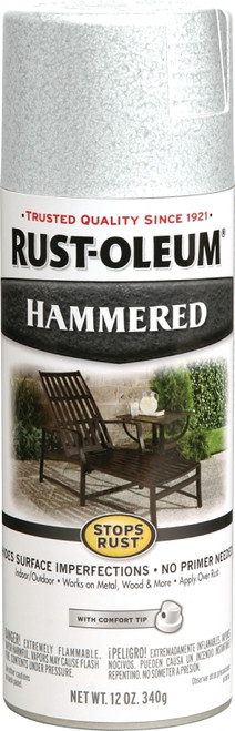 RUST-OLEUM STOPS RUST 248072 Spray Paint, Hammered, White, 12 oz, Aerosol Can [SKU: ORG5996350]