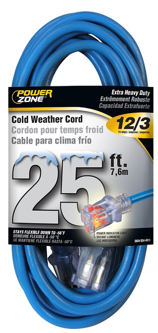 PowerZone Extension Cord, 12 AWG Cable, 5-15P Grounded Plug, 5-15R Grounded Receptacle, 25 ft L, 15 A, 125 V [SKU: ORG0344911]