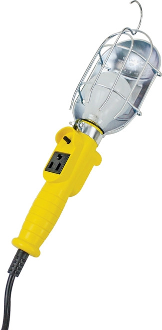 PowerZone ORTL010625 Work Light with Metal Guard and Single Outlet, 12 A, 25 ft L Cord, Yellow [SKU: ORG5821731]