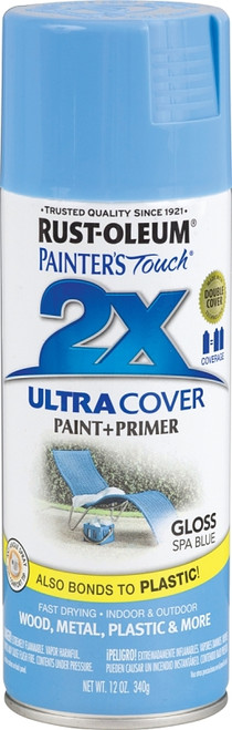 RUST-OLEUM PAINTER'S Touch 249093 Gloss Spray Paint, Gloss, Spa Blue, 12 oz, Aerosol Can [SKU: ORG8696601]