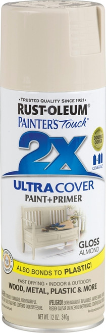 RUST-OLEUM PAINTER'S Touch 249125 Gloss Spray Paint, Gloss, Almond, 12 oz, Aerosol Can [SKU: ORG4015137]