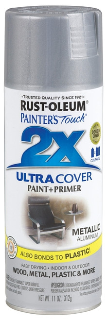 RUST-OLEUM PAINTER'S Touch 249128 Enamel Spray Paint, Satin, Aluminum, 12 oz, Aerosol Can [SKU: ORG3754520]
