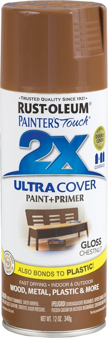RUST-OLEUM PAINTER'S Touch 249847 Gloss Spray Paint, Gloss, Chestnut, 12 oz, Aerosol Can [SKU: ORG9644915]