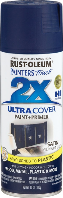 RUST-OLEUM PAINTER'S Touch 249854 Satin Spray Paint, Satin, Midnight Blue, 12 oz, Aerosol Can [SKU: ORG4592093]