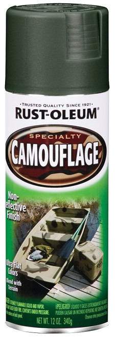 RUST-OLEUM 1919830 Camouflage Spray Paint, Ultra Flat, Deep Forest Green, 12 oz, Aerosol Can [SKU: ORG4343851]