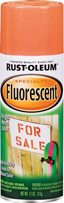 RUST-OLEUM 1954830 Fluorescent Spray Paint, Flat/Matte, Fluorescent Orange, 11 oz, Aerosol Can [SKU: ORG6746705]