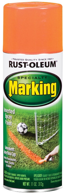 RUST-OLEUM SPECIALTY 1987830 Marking Spray Paint, Flat, Fluorescent Orange, 11 oz Aerosol Can [SKU: ORG9861071]