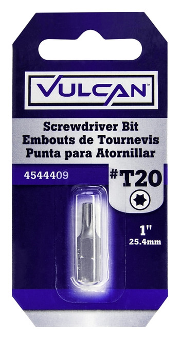 Vulcan 307401OR Screwdriver Bit, T20 Drive, Torx Drive, 1/4 in Shank, Hex Shank, 1 in L [SKU: ORG4544409]