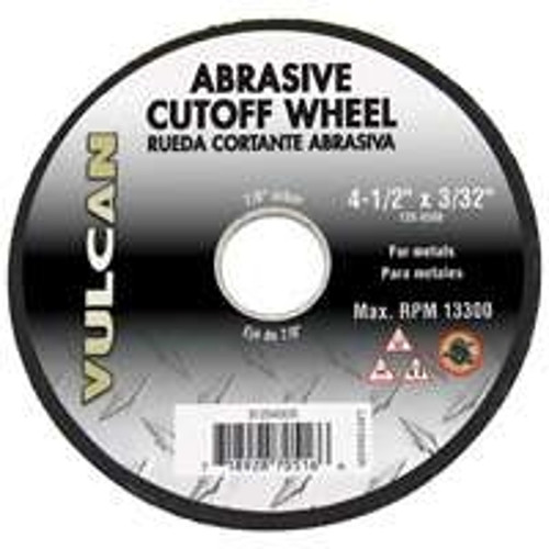 Vulcan 912940OR Type 1 Cut-Off Wheel, 4-1/2 in Dia, 3/32 in Thick, 7/8 in Arbor, Premium, Aluminum Oxide Abrasive [SKU: ORG7192784]