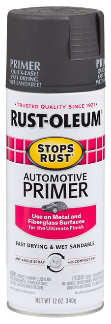 RUST-OLEUM STOPS RUST 2089830 Automotive Primer Spray Paint, Dark Gray, 12 oz, Aerosol Can [SKU: ORG6786370]