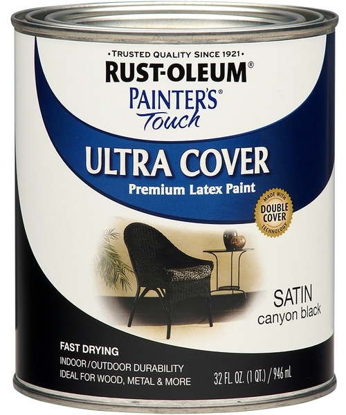 Painter's Touch Ultra Cover 267332 Interior Paint, Satin, Canyon Black, 1 qt, Resists: Chip, Fade [SKU: ORG7448111]