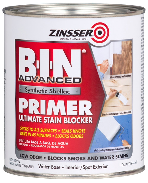 ZINSSER B-I-N 271009 Advanced Synthetic Primer, Flat, Matte, White, 1 qt, Can [SKU: ORG7223662]