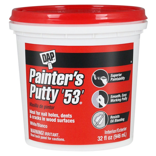 DAP 12244 Painter's Putty, Paste, Musty, White, 1 qt Tub [SKU: ORG8369795]