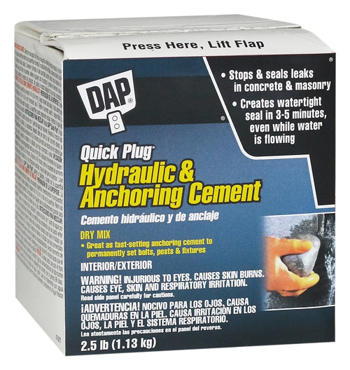 DAP Quick Plug 14084 Hydraulic and Anchoring Cement, Powder, Gray, 28 days Curing, 2.5 lb Box [SKU: ORG6377196]