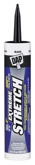 DAP EXTREME STRETCH 7079818713 Premium Elastomeric Sealant, Black, 24 hr Curing, 40 to 100 deg F, 10.1 fl-oz Cartridge [SKU: ORG7800592]