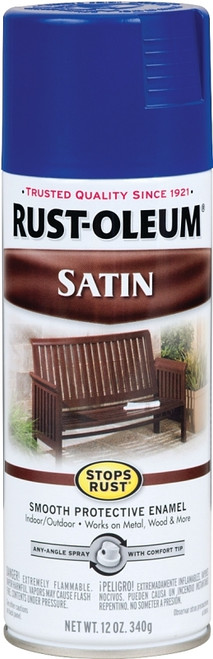 RUST-OLEUM STOPS RUST 276270 Enamel Paint, Low Satin, Sapphire, 12 oz, Aerosol Can [SKU: ORG4730537]