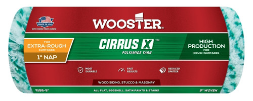 WOOSTER COLORmaxx R186-9 Roller Cover, 1 in Thick Nap, Polyamide Fabric Cover, Green [SKU: ORG0276840]