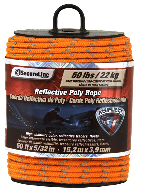 Wellington RMFP03250 Reflective Rope, 5/32 in Dia, 50 ft L, 50 lb Working Load, Polypropylene, Safety Orange [SKU: ORG5960448]